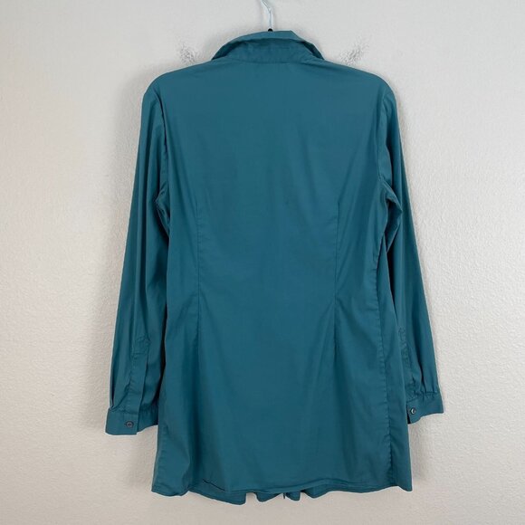 Piazza Sempione 42 Womans Pintuck Pleated Tunic Top Long Sleeve Button Up Shirt - Picture 7 of 10